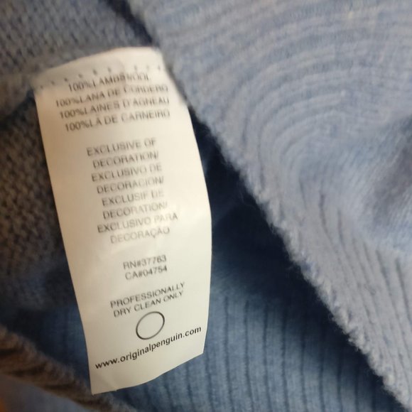 Iconic Penguin 100% Lambswool Heritage Sweater Vneck MEDIUM in Sky Blue Classic - Picture 6 of 7